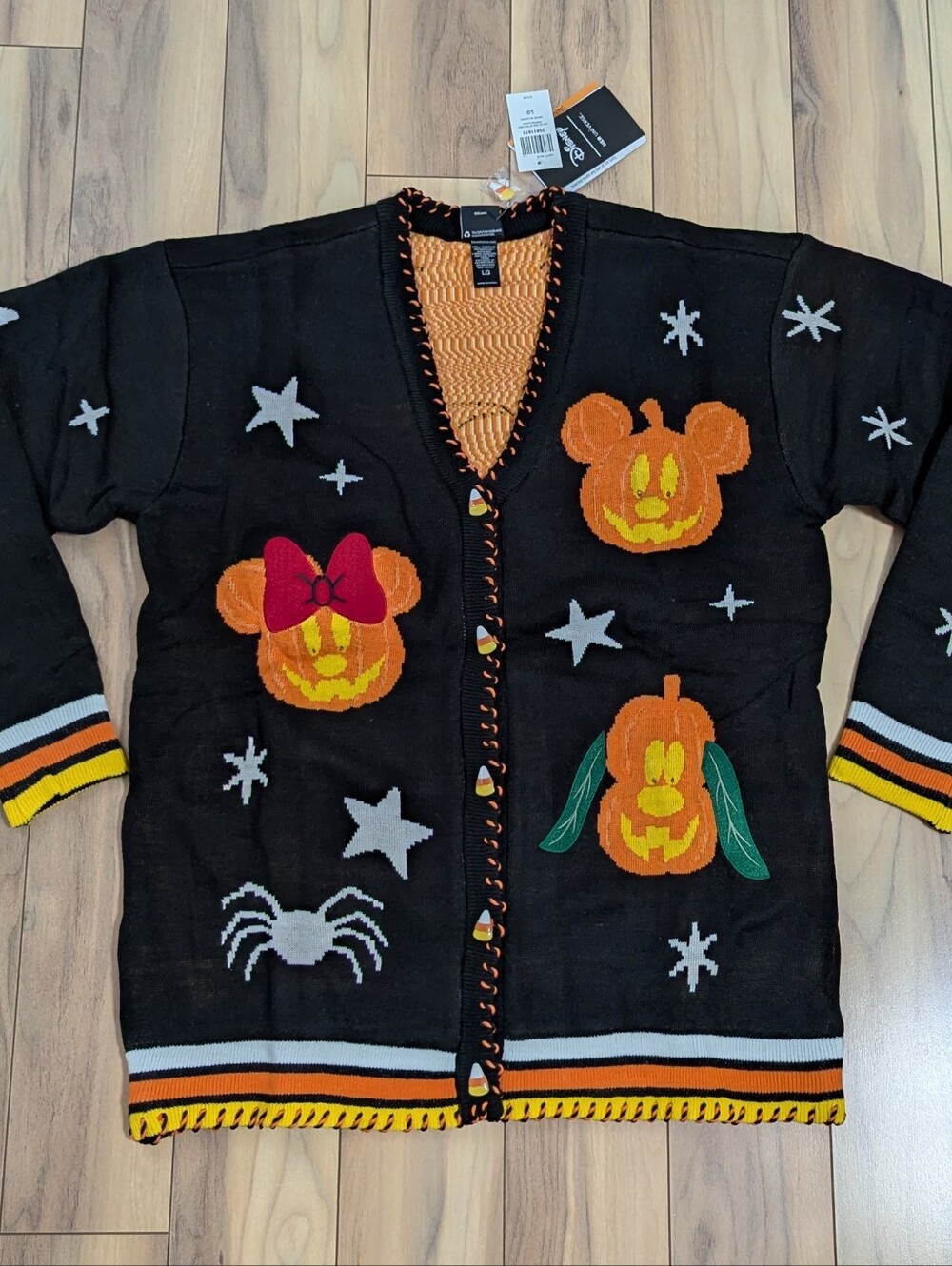NWT! Her Universe X Disney Halloween Light Up Mickey Pumpkin Cardigan Size L
